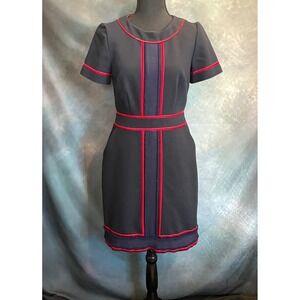 Boden Edith Navy Red Trim Sheath Dress Short Sleeve Business Casual Women US 6R